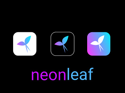neonleaf branding design icon illustration leaf logo name neon vector