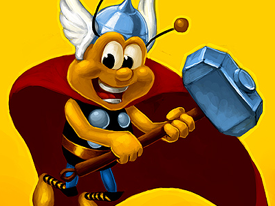 Breakfast Avengers: Buzz as Thor bee buzz mascot superhero thor