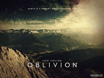 Oblivion Poster earth mars mountains movie oblivion photo manipulation retro space tom cruise typography vintage