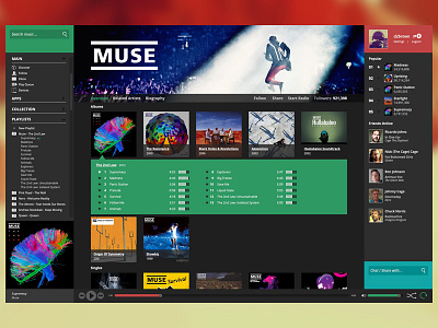 Spotify Redesigned clean design flat muse redesign spotify ui wip