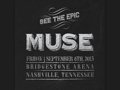 Vintage Muse Ticket Design band muse music retro texture typography victorian vintage