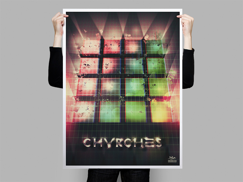 CHVRCHES 80's Poster chvrches poster neon colors 80s texture chrome noise