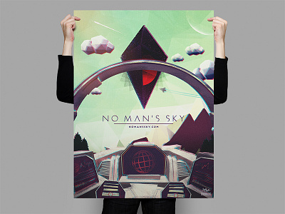 No Man's Sky Cockpit Poster design illustration low poly no mans sky poster space texture
