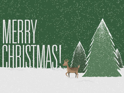 Christmas Postcard christmas cute deer holiday minimal snow typography vector