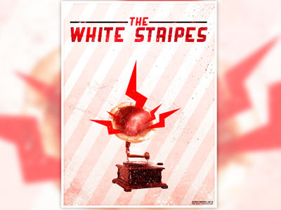 The White Stripes Poster gramophone illustration poster red space the white stripes vintage