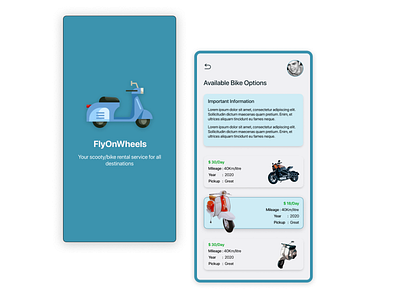 Scooty/Bike Rental Service Mobile App app bike bike rental bike rental mobile branding design mobile app mobile design rental research scooter scooty rental service service ui ui design ux ux design vacations website design wireframe