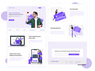 Smart Card System - All your Bank Cards at a single place app branding credit card design mobiledesign smart card smart system ui user experience user interface ux vector website design