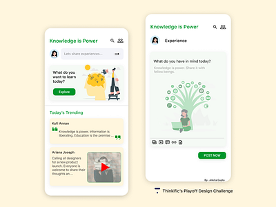 Knowledge is Power. Share it! app branding challenge design design challenge knowledge knowledge is power mobile mobile design power thinkific typography ui ui design ux vector website design