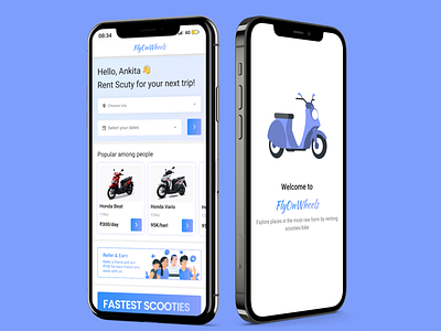 FlyOnWheels | Scuty/Bike Rental App app bike rental design rental app ui ux