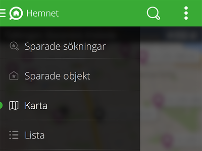 Hemnet for Android - Slide menu android app hemnet menu nexus nexus 5 property portal signed in user