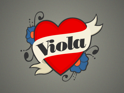 Viola banner flower heart illustration old school old school tattoo sticker tattoo viola