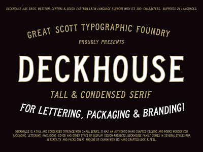 Deckhouse - A tall & condensed serif font