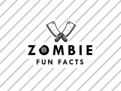 Zombie Fun Facts black grey identity illustration lines logo meat meat cleaver stripes zombie zombie fun facts
