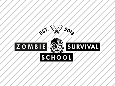 Zombie Survival School - est. 2013 black grey identity illustration lines logo stripes zombie zombie fun facts zombie survival school