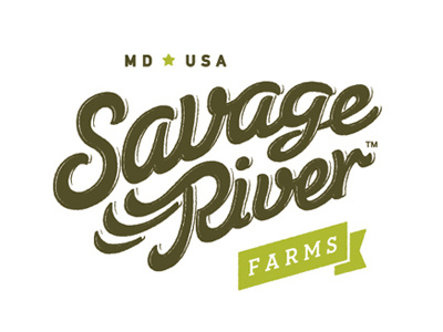 Savage River Farms Logo badge banner crest logo organic foods sam soulek script soulseven water