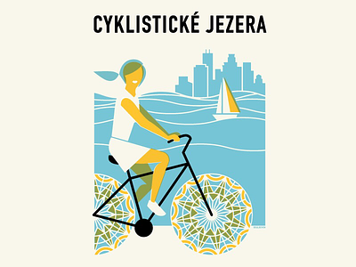Bike the Lakes (Czech) artcrank bike czech girl illustration minneapolis minnesota poster poster art screen printing silkscreen
