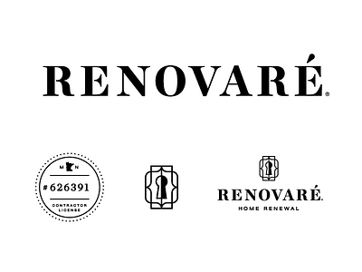 Renovare Identity badge home keyhole logo logotype renovations serif typography