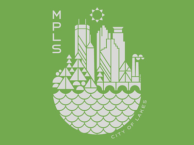 MPLS / City of Lakes city geometric illustration lakes minneapolis minnesota silkscreen skyline t shirt art