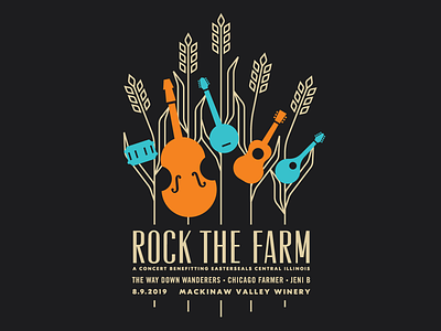 Rock The Farm - Gig Poster concert art gig poster illustration instruments music retro vector