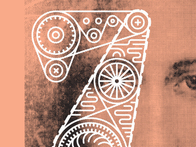monozine - seven 7 gears illustration machinery numbers sam soulek seven soulseven typography vector