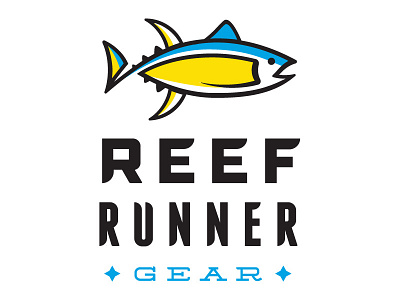 Reef Runner Gear aqua black blue fish gear illustration reef sport tuna typography water yellow