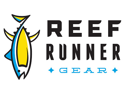 Reef Runner Gear aqua black blue fish gear illustration reef sport tuna typography water yellow