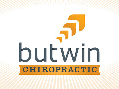Butwin Chiropractic Vertical abstract arrow energy gray orange ribbon sans serif spine up vertebrae