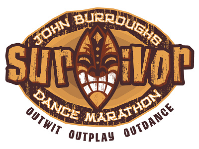 Dance Marathon Logo dance enclosure island logo marathon mask pro bono school survivor texture tiki wood