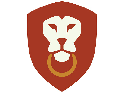 Real Estate Identity animal door estate icon identity knocker lion logo real red ring