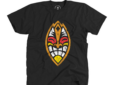 Tiki Friday Cotton Bureau Tee black brown friday smile tee texture tiki tshirt wood yellow