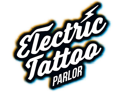 Tattoo display electric halftone logo parlor tattoo