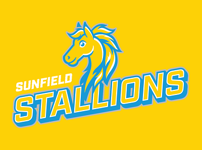 Elementary School Mascot blue design display horse illustration logo mascot orange school stallion type typography