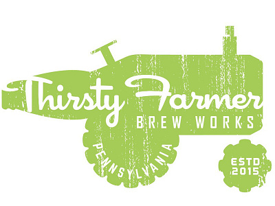 Thirsty Farmer Brew Works logo beer bottle brew logo tractor