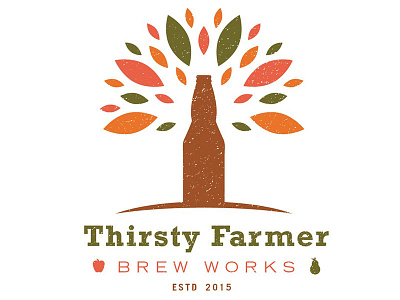 Thirsty Farmer Brew Works logo bottle brew farm logo tree