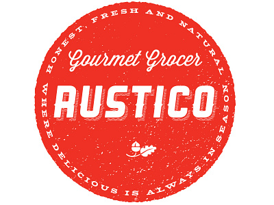 Rustico logo 2 [WIP] brand display gourmet grocer identity logo red rustic script sign texture