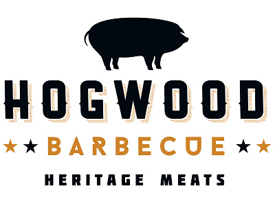 Hogwood BBQ [WIP] 1 animal bbq black brown display food hog identity logo pig restaurant star