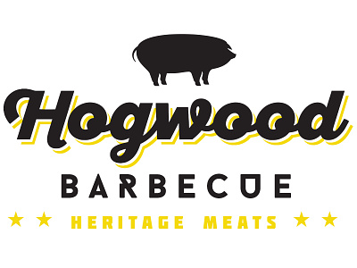 Hogwood BBQ [WIP] 2 animal bbq black display food hog identity logo pig restaurant star yellow