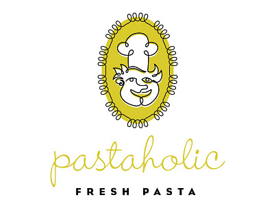 Pastaholic [WIP] brand character identity illustration line linear logo pasta person