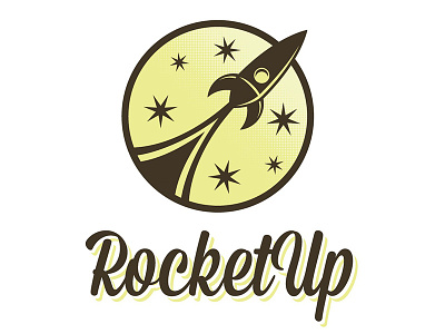 Rocketup circle logo retro rocket star