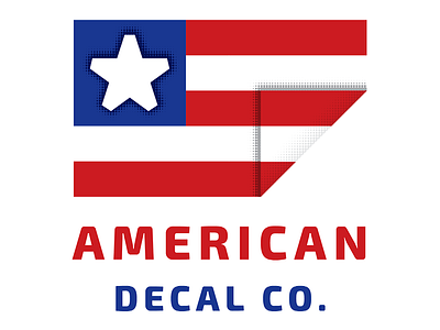 American Decal Company Logo Concept american blue company decal flag red sans serif star stripe white