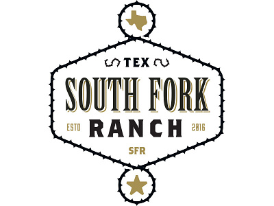 South Fork Proposed Logo barbwire identity logo ranch star state texas typography