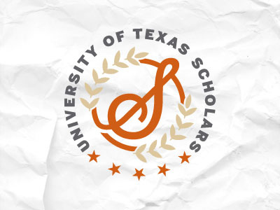 UT Scholar :: Concept (Secondary ID) bold filagree leaf leaves logotype sans serif script texas typography university