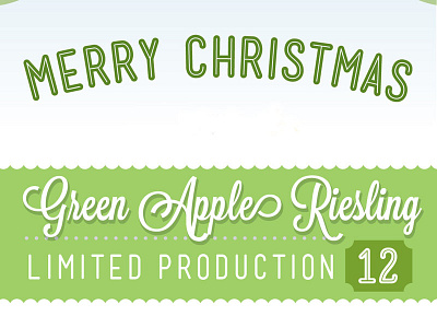 Greenapple Riesling apple display gift green label open riesling script type typography wine