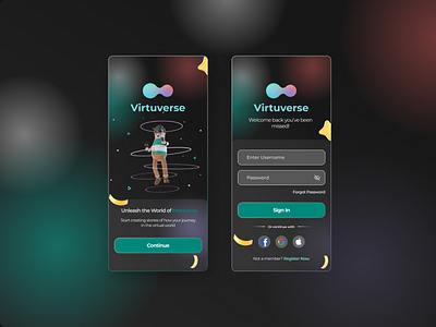 Virtuverse - Metaverse Login App app design ui