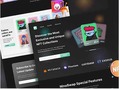 NinoSwap - NFT's Landing Page app branding design graphic design ui ux