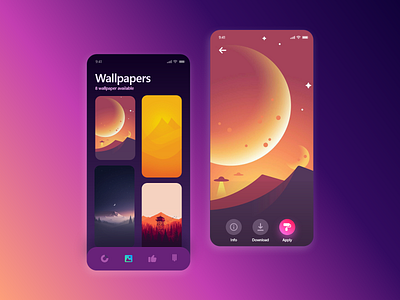 Wallpaper App app art clean design flat icon simple ui ux