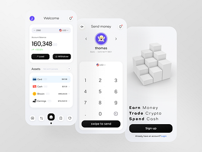 Cryptocurrency 3d animation app clean cripto design flat graphic design illustration simple stor ui wallet