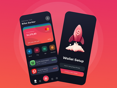 Wallet App Conceptual Design. 3d app clean conceptual design flat illustration simple ui ux wallet