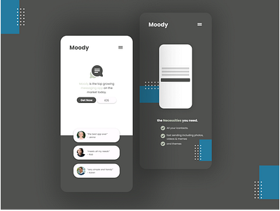 Moody - Message App app app design branding colorscheme design flat illustration mobile typography uxui vector