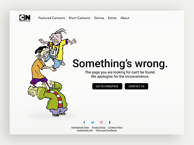 Cartoon Network - 404 Page 404 app cartoon cartoon network clean cn error error page figma flat minimal ui ui design web website white